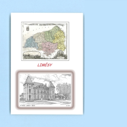 Cartes Postales impression Noir avec dpartement sur la ville de LIMESY Titre : mairie