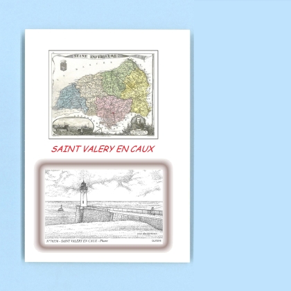 Cartes Postales impression Noir avec dpartement sur la ville de ST VALERY EN CAUX Titre : phare