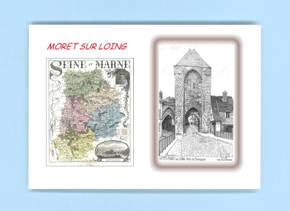 Cartes Postales impression Noir avec dpartement sur la ville de MORET SUR LOING Titre : porte de bourgogne