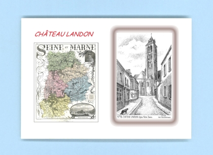 Cartes Postales impression Noir avec dpartement sur la ville de CHATEAU LANDON Titre : eglise notre dame