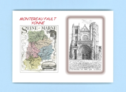 Cartes Postales impression Noir avec dpartement sur la ville de MONTEREAU FAULT YONNE Titre : eglise