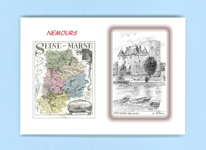 Cartes Postales impression Noir avec dpartement sur la ville de NEMOURS Titre : chateau des ducs