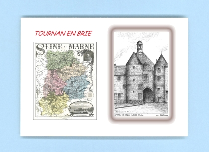 Cartes Postales impression Noir avec dpartement sur la ville de TOURNAN EN BRIE Titre : porche