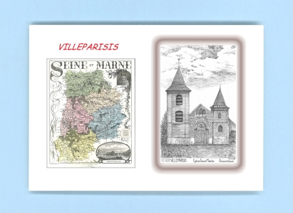 Cartes Postales impression Noir avec dpartement sur la ville de VILLEPARISIS Titre : eglise st martin