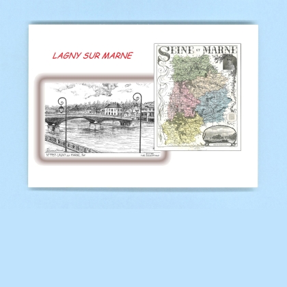 Cartes Postales impression Noir avec dpartement sur la ville de LAGNY SUR MARNE Titre : pont