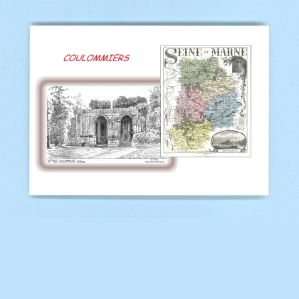 Cartes Postales impression Noir avec dpartement sur la ville de COULOMMIERS Titre : chateau