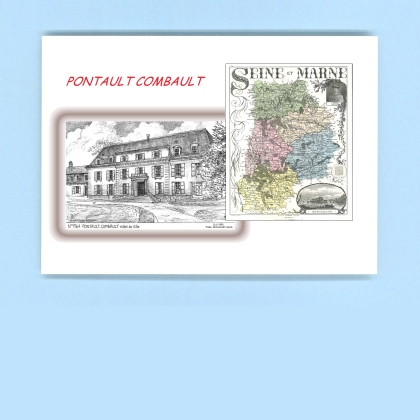 Cartes Postales impression Noir avec dpartement sur la ville de PONTAULT COMBAULT Titre : hotel de ville