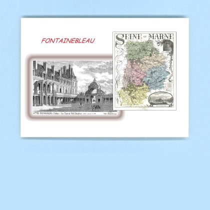 Cartes Postales impression Noir avec dpartement sur la ville de FONTAINEBLEAU Titre : chateau cour ovale et porte da