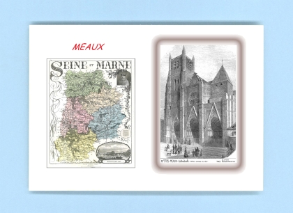 Cartes Postales impression Noir avec dpartement sur la ville de MEAUX Titre : cathedrale