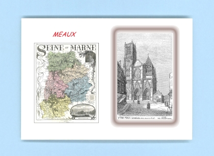 Cartes Postales impression Noir avec dpartement sur la ville de MEAUX Titre : cathedrale