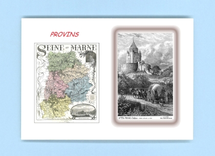 Cartes Postales impression Noir avec dpartement sur la ville de PROVINS Titre : chateau