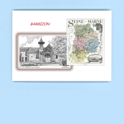 Cartes Postales impression Noir avec dpartement sur la ville de BARBIZON Titre : atelier rousseau