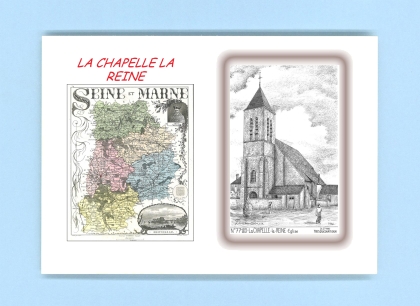 Cartes Postales impression Noir avec dpartement sur la ville de LA CHAPELLE LA REINE Titre : eglise