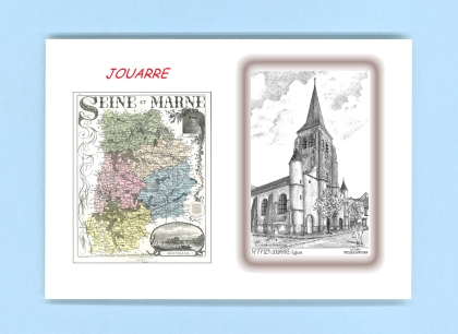 Cartes Postales impression Noir avec dpartement sur la ville de JOUARRE Titre : eglise