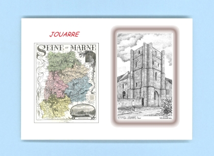 Cartes Postales impression Noir avec dpartement sur la ville de JOUARRE Titre : tour