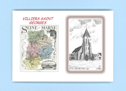 Cartes Postales impression Noir avec dpartement sur la ville de VILLIERS ST GEORGES Titre : eglise