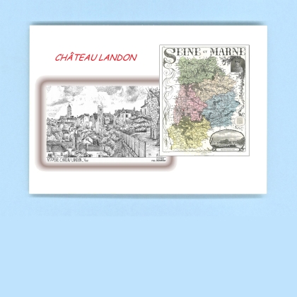 Cartes Postales impression Noir avec dpartement sur la ville de CHATEAU LANDON Titre : vue