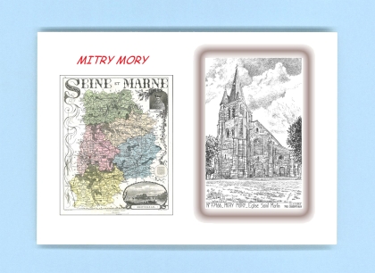 Cartes Postales impression Noir avec dpartement sur la ville de MITRY MORY Titre : eglise st martin