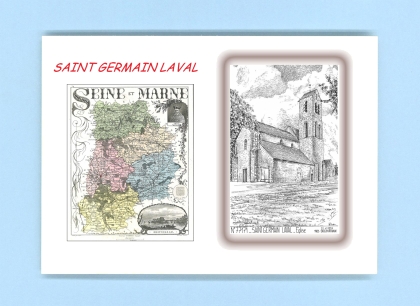 Cartes Postales impression Noir avec dpartement sur la ville de ST GERMAIN LAVAL Titre : eglise