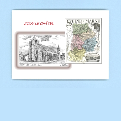 Cartes Postales impression Noir avec dpartement sur la ville de JOUY LE CHATEL Titre : eglise