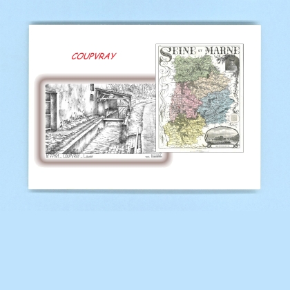 Cartes Postales impression Noir avec dpartement sur la ville de COUPVRAY Titre : lavoir