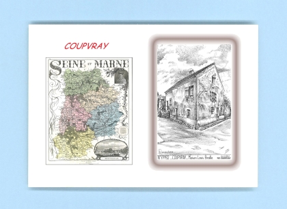 Cartes Postales impression Noir avec dpartement sur la ville de COUPVRAY Titre : maison louis braille