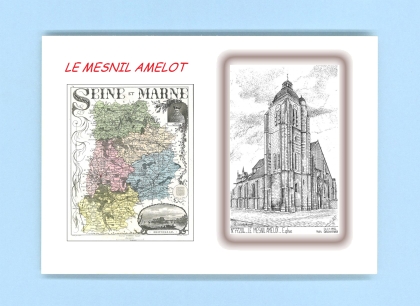 Cartes Postales impression Noir avec dpartement sur la ville de LE MESNIL AMELOT Titre : eglise