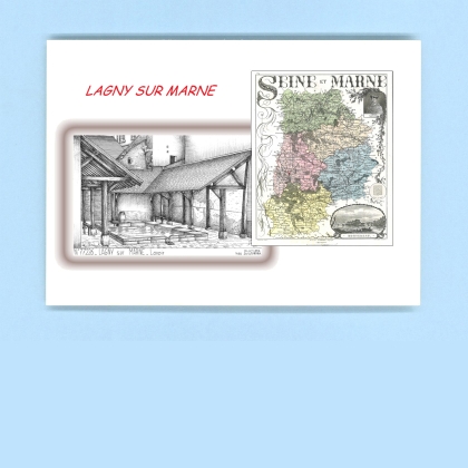 Cartes Postales impression Noir avec dpartement sur la ville de LAGNY SUR MARNE Titre : lavoir