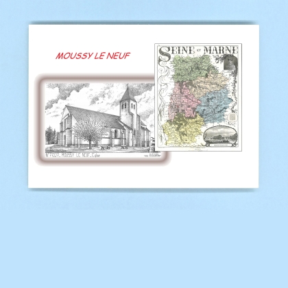 Cartes Postales impression Noir avec dpartement sur la ville de MOUSSY LE NEUF Titre : eglise