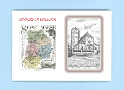 Cartes Postales impression Noir avec dpartement sur la ville de OZOUER LE VOULGIS Titre : eglise