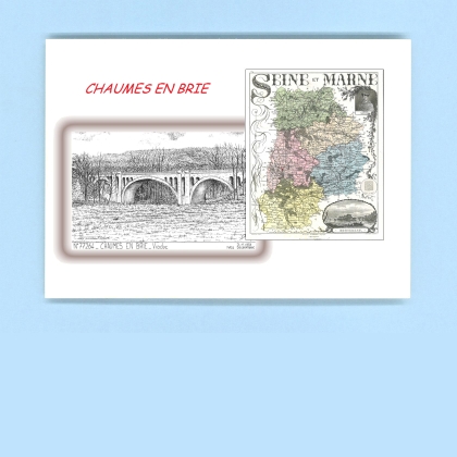 Cartes Postales impression Noir avec dpartement sur la ville de CHAUMES EN BRIE Titre : viaduc