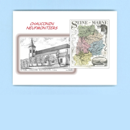 Cartes Postales impression Noir avec dpartement sur la ville de CHAUCONIN NEUFMONTIERS Titre : eglise