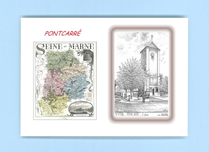 Cartes Postales impression Noir avec dpartement sur la ville de PONTCARRE Titre : eglise