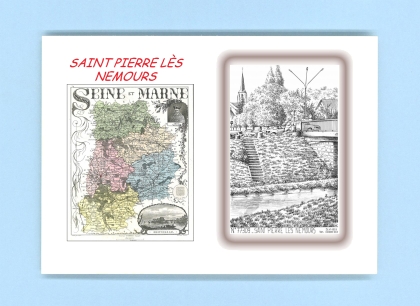 Cartes Postales impression Noir avec dpartement sur la ville de ST PIERRE LES NEMOURS Titre : vue