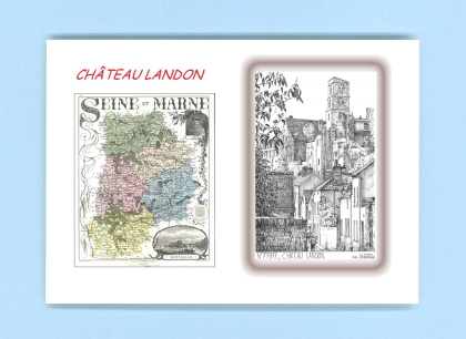 Cartes Postales impression Noir avec dpartement sur la ville de CHATEAU LANDON Titre : vue