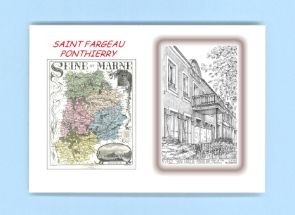 Cartes Postales impression Noir avec dpartement sur la ville de ST FARGEAU PONTHIERRY Titre : hotel de ville a ponthierry