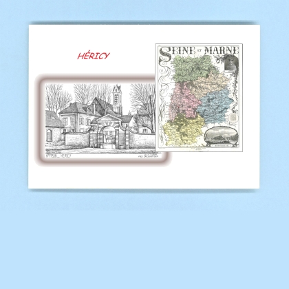 Cartes Postales impression Noir avec dpartement sur la ville de HERICY Titre : vue