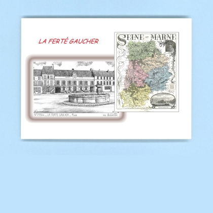 Cartes Postales impression Noir avec dpartement sur la ville de LA FERTE GAUCHER Titre : place (hotel de ville)