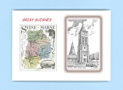 Cartes Postales impression Noir avec dpartement sur la ville de GRISY SUISNES Titre : beffroi