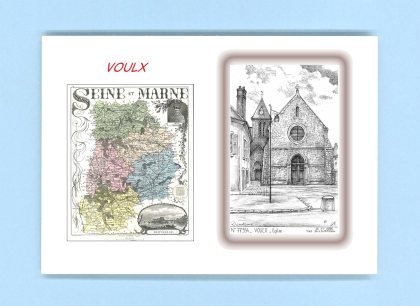 Cartes Postales impression Noir avec dpartement sur la ville de VOULX Titre : eglise