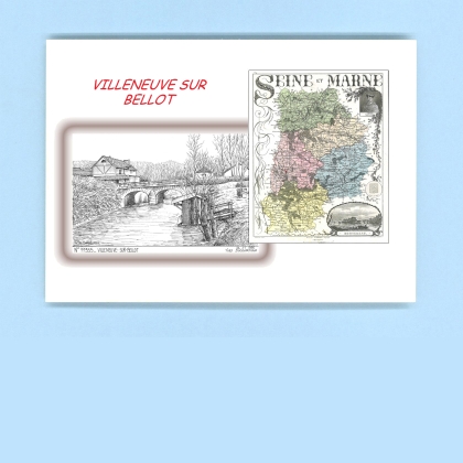 Cartes Postales impression Noir avec dpartement sur la ville de VILLENEUVE SUR BELLOT Titre : vue