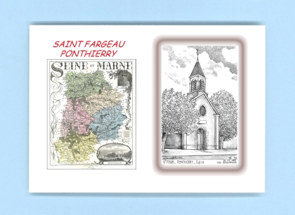 Cartes Postales impression Noir avec dpartement sur la ville de ST FARGEAU PONTHIERRY Titre : eglise de ponthierry