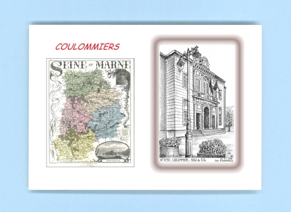Cartes Postales impression Noir avec dpartement sur la ville de COULOMMIERS Titre : hotel de ville