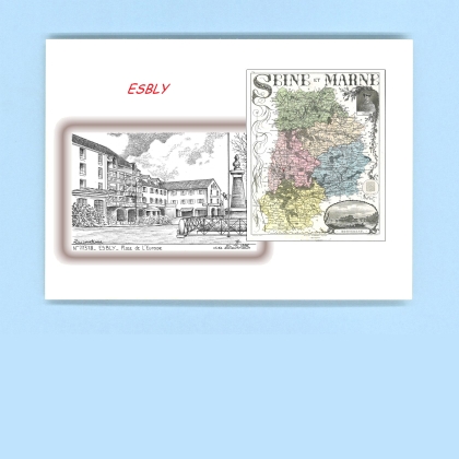 Cartes Postales impression Noir avec dpartement sur la ville de ESBLY Titre : place de l europe