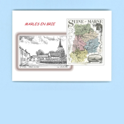 Cartes Postales impression Noir avec dpartement sur la ville de MARLES EN BRIE Titre : vue