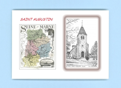 Cartes Postales impression Noir avec dpartement sur la ville de ST AUGUSTIN Titre : eglise