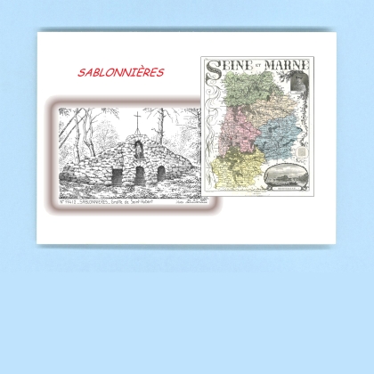 Cartes Postales impression Noir avec dpartement sur la ville de SABLONNIERES Titre : grotte de st hubert