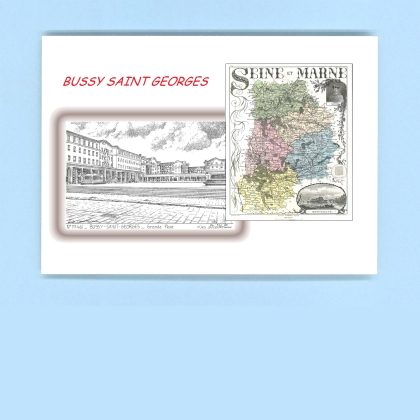 Cartes Postales impression Noir avec dpartement sur la ville de BUSSY ST GEORGES Titre : grande place
