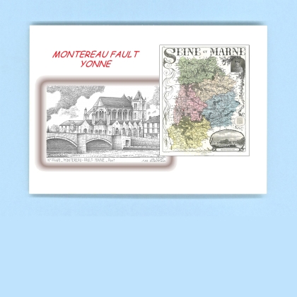 Cartes Postales impression Noir avec dpartement sur la ville de MONTEREAU FAULT YONNE Titre : pont