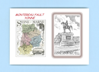 Cartes Postales impression Noir avec dpartement sur la ville de MONTEREAU FAULT YONNE Titre : statue